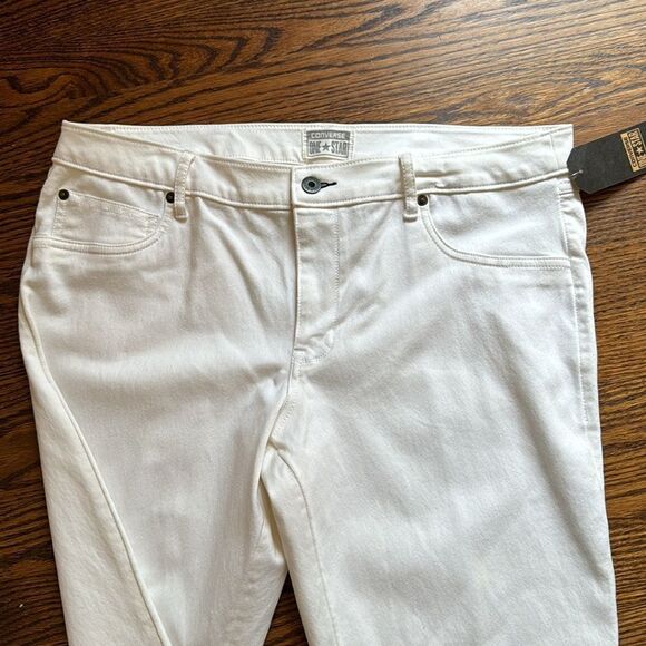 Converse One Star white skinny zipper ankle pants/jeans. New, with tag. Size 14 - Picture 2 of 5